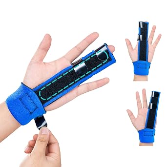 DrFinger Broken Finger Splint Brace for Trigger Finger,Injured, Arthritis Pain, Adjustable Brace with 2 Aluminum Plate 2-Fingers