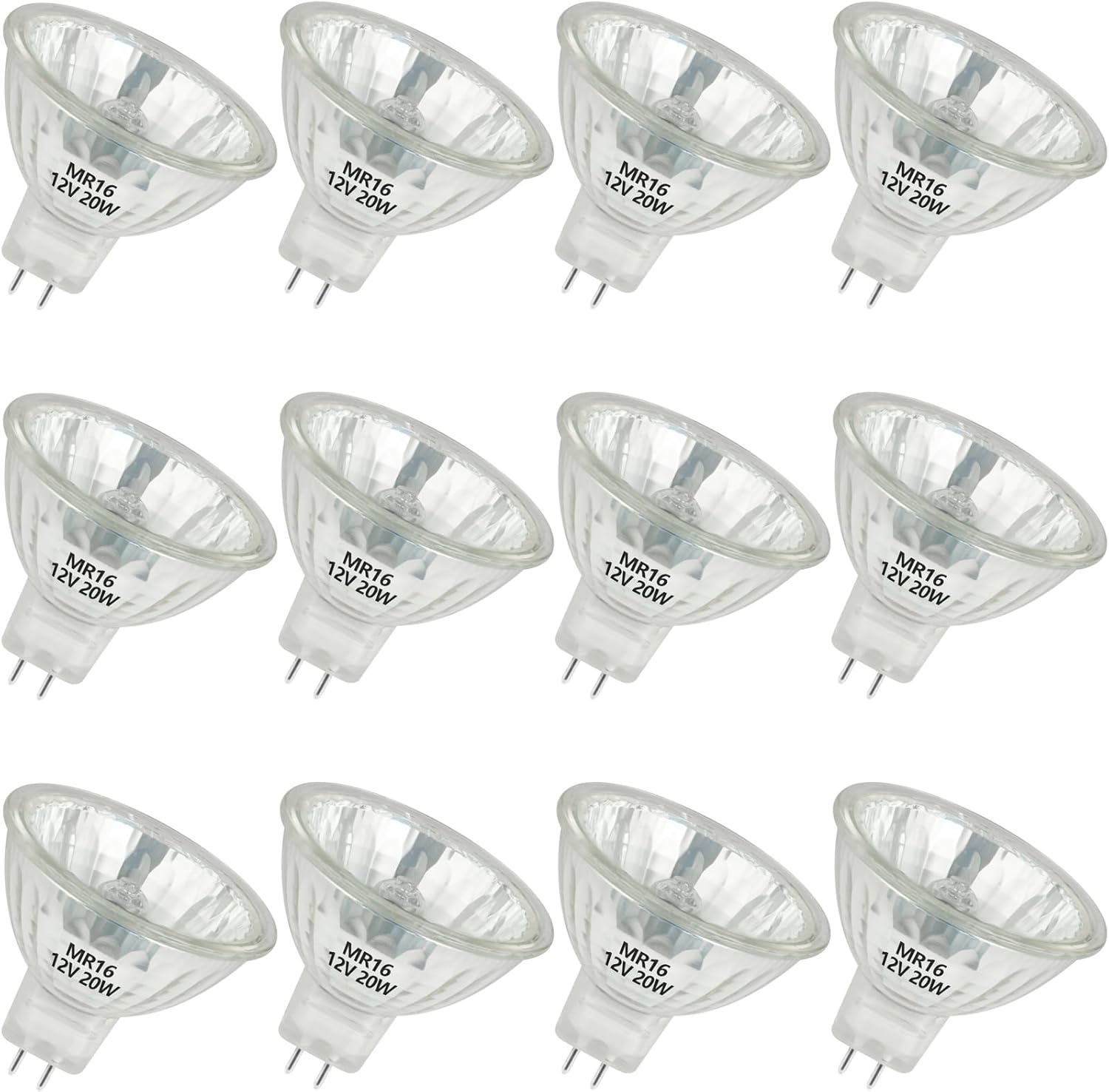 MR16 Halogen Bulb 12V 20W GU5.3 Bi-Pin Base， 2800K Warm White Dimmable, for Desk Lamp, Track Light(Pack of 4)