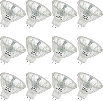 MR16 Halogen Bulb 12V 20W GU5.3 Bi-Pin Base 2800K Warm White Dimmable for Desk Lamp Track Light Desk Lamp Pack of 12