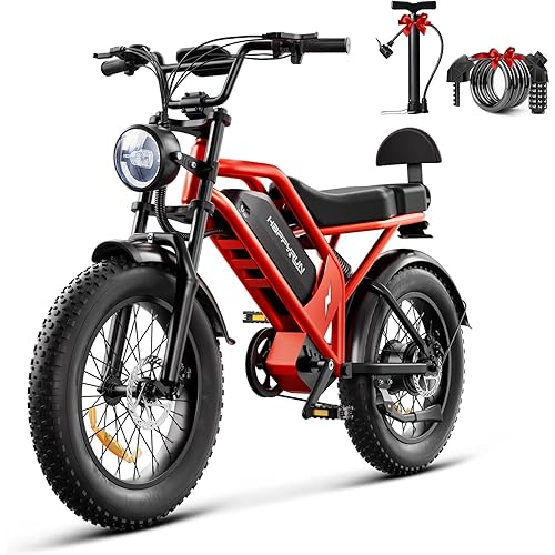 1500W Electric Bike for Adults, 48V 18Ah Removable Battery, 20" Fat Tire E-Bike, 32MPH & 68+ Miles Range, 7-Speed Transmission, All-Terrain Mountain Ebike for Men & Women