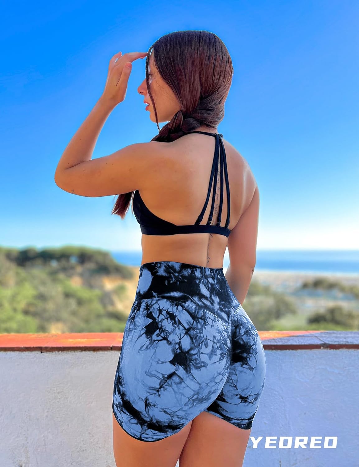 YEOREO Women High Waist Workout Yoga Gym Smile Contour Seamless Cycling Shorts - Image 2