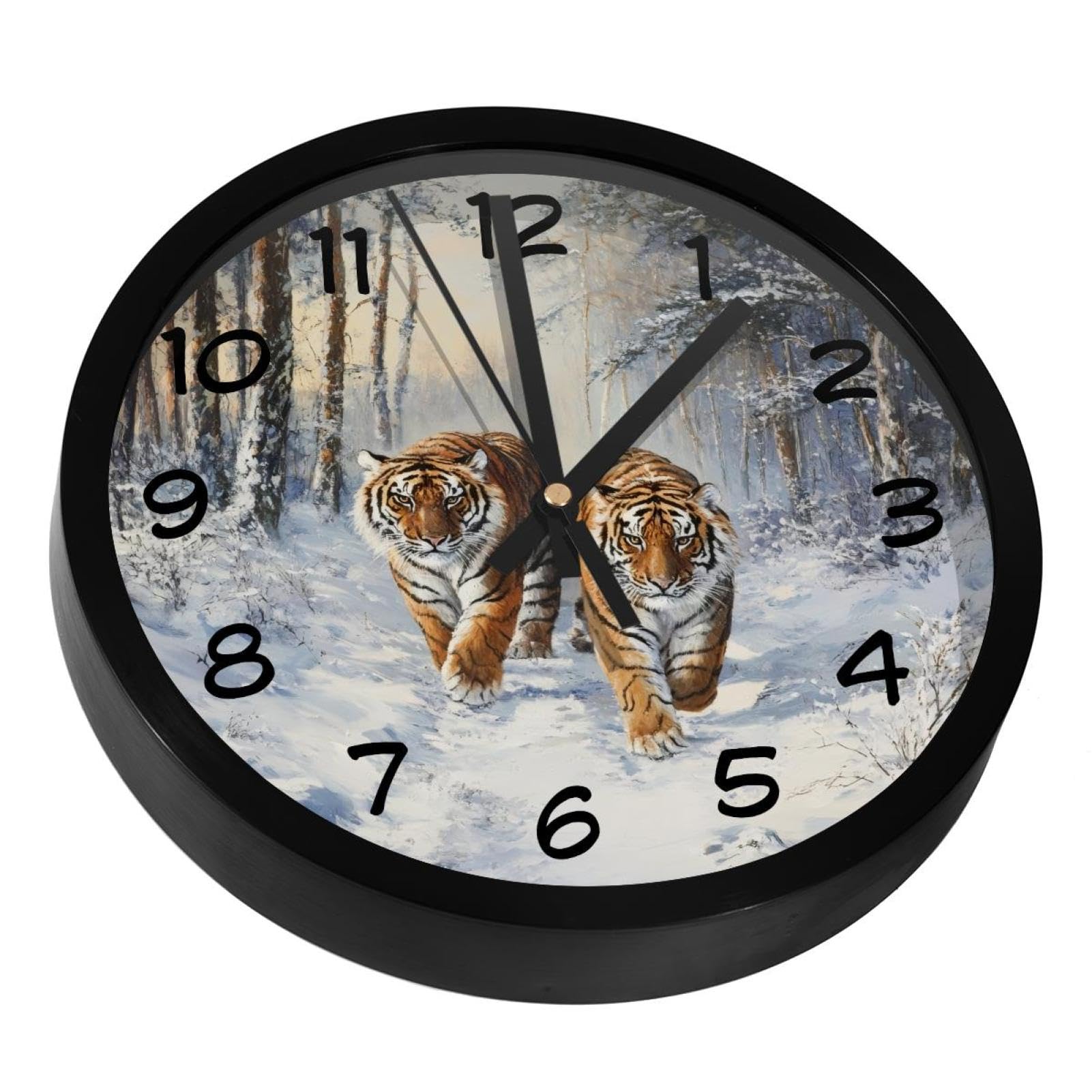 Horloge murale silencieuse sans tic-tac tigre des neiges pour chambre