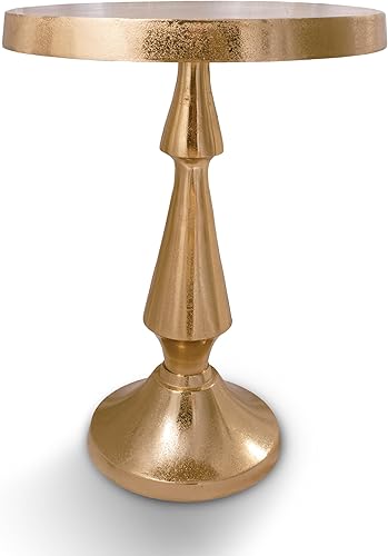 Miniatura 66 de OBJET D'ART ABEL, 21 pulgadas de altura, con acento metálico vintage, laterales, pedestal, coctail y bebidas para sala de estar y espacios pequeños