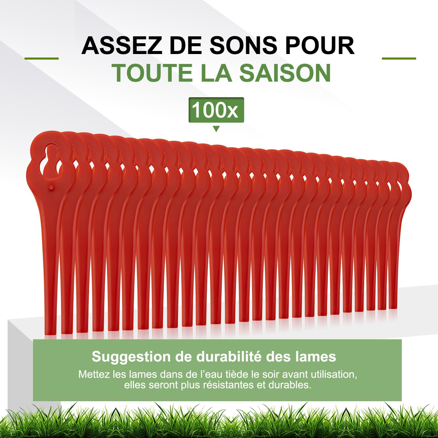 100 pièces de lames de rechange compatibles avec Parkside PRTA 20 Li A1, couteaux en plastique pour taille-haies Parkside LIDI sans fil