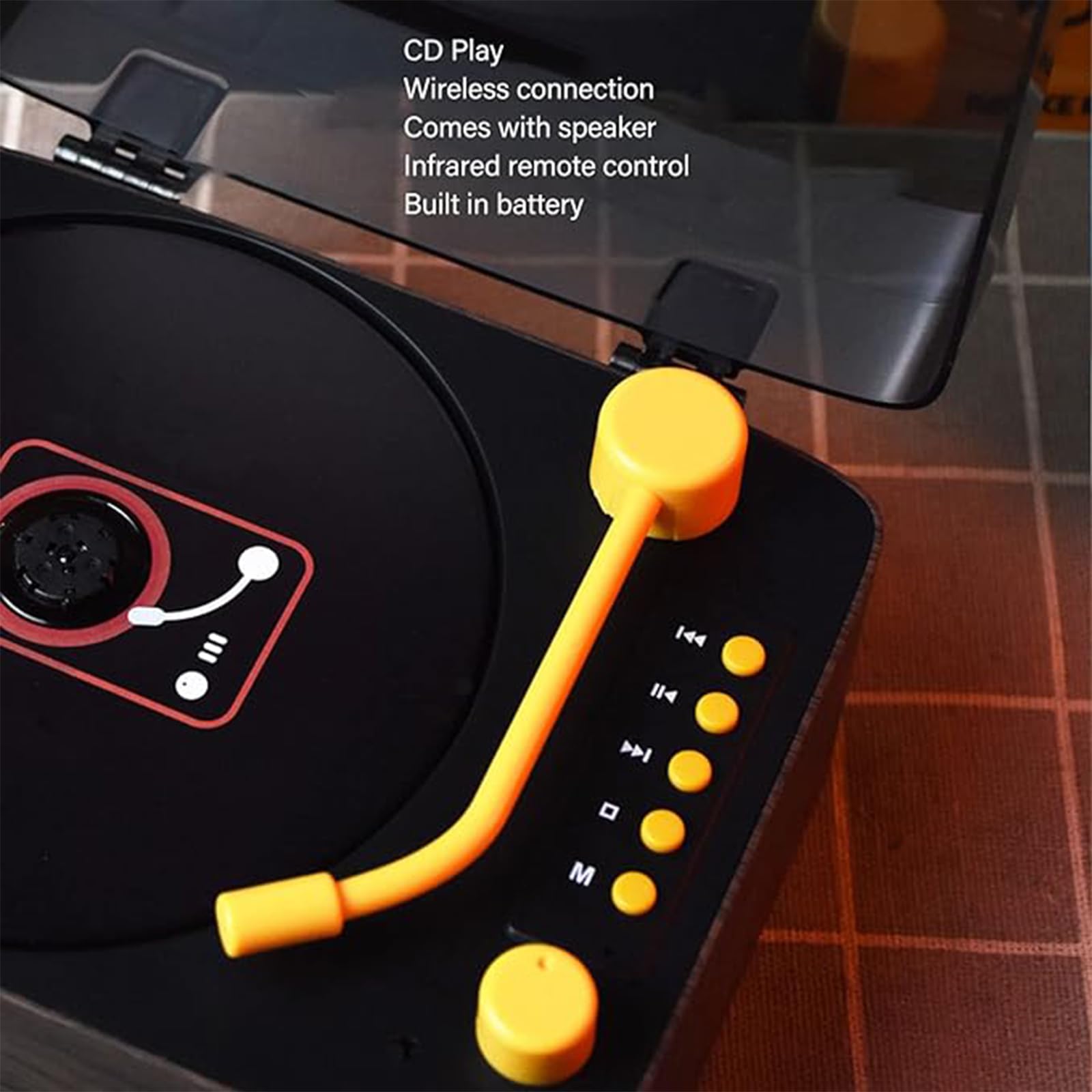 Lettore CD stereo con doppio altoparlante con effetto sonoro, ingresso/uscita Bluetooth/USB/U, batteria 2200 mA, copertura antipolvere - Modalità multiple