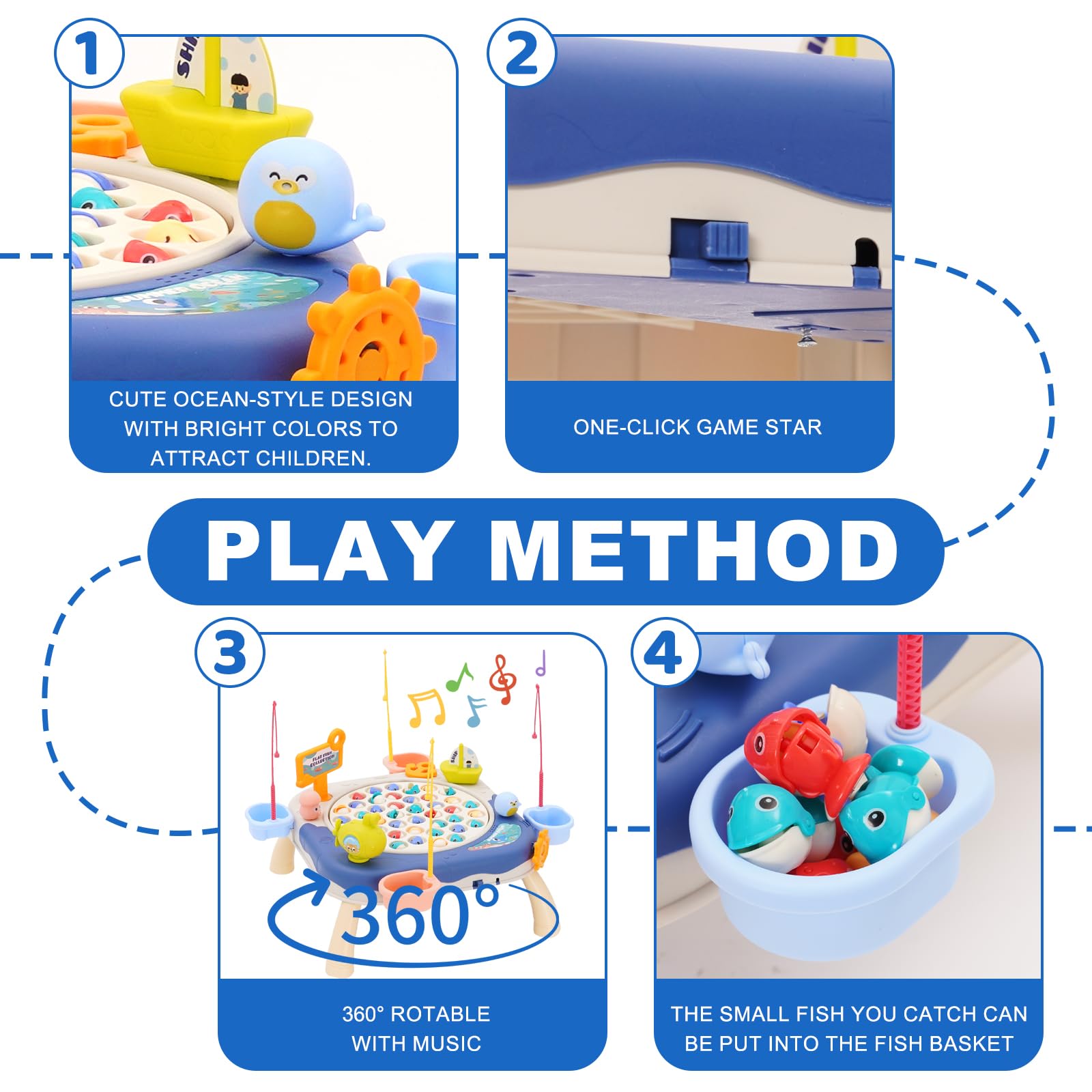 Gioco di Pesca con Pesci Magnetici per Bambini,Set di Giocattoli Musicali da Pesca, con 45 Pesci e 8 canne, Gioco Magnetico educativo per Bambini da 3 Anni in su