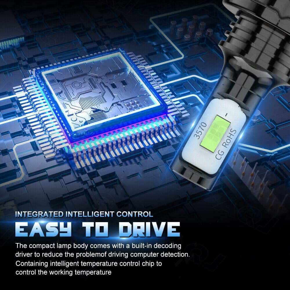 1:1 Mini Size H7 8000K Blue Beam Bulbs,500% Super Bright Lighting Blue Bulb.Suitable for installation High Beam; Low Beam ;Fog lights.IP68,No Adapter Required Plug-and-Play, Pack of 2.