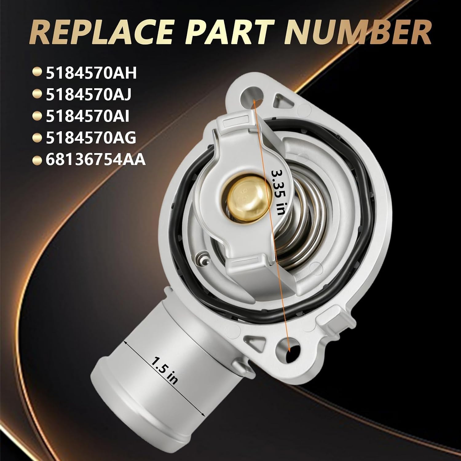Upgraded Aluminium Thermostat Housing Assembly with Hose Clamp Compatible with Dodge Avenger Journey/Jeep Cherokee/Ram Promaster/Chrysler 3.6L 2011-2021 Replace#: 5184570AH 902-3036XD 902-3036