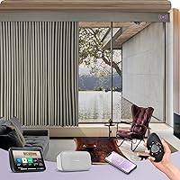 Vista 34 de Graywind Cortinas inteligentes cableadas compatibles con Alexa Google, control remoto motorizado para puerta corrediza de un solo sentido