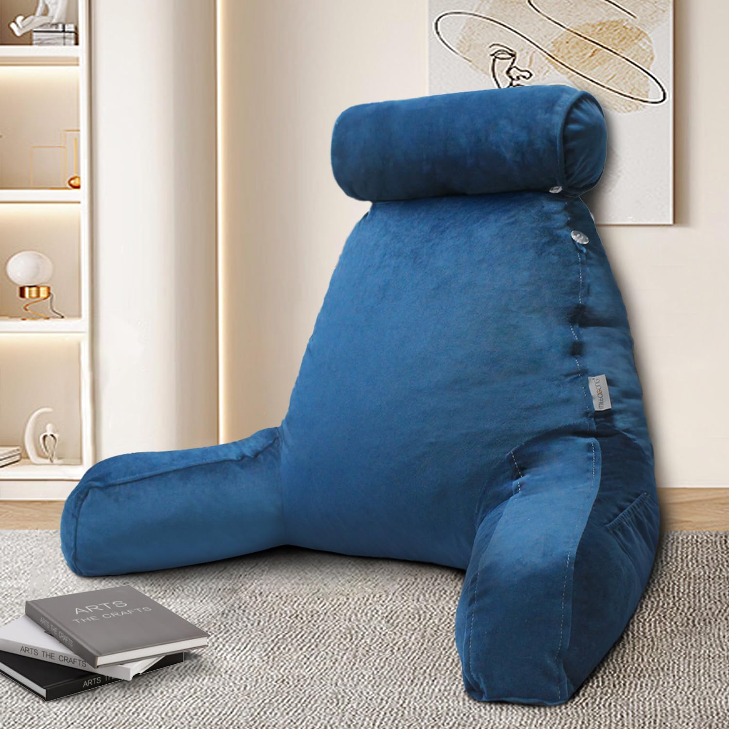 mittaGonG Reading Pillow for Sitting in Bed Adult with Detachable Neck Roll Big Backrest Pillow for Bed Sitting