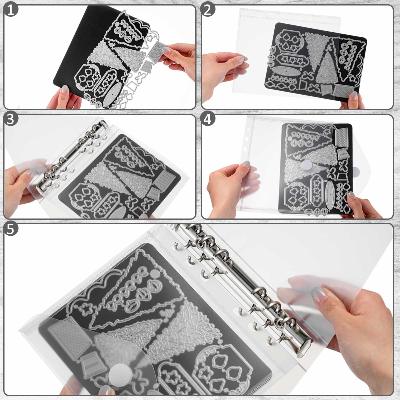 60 Pcs Craft Die Storage Set - Magnetic Sheets, Binder & Pockets For Stamps, Embossing Folders