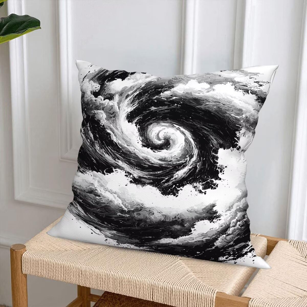 Federe Cuscino Divano 60x60, Grigio Cuscini per Divano da Esterno Set da 4, Lino Copricuscini Divanos Impermeabile, Copri Cuscini Nuvola Motivo Fronte Retro Stampato per Giardino, Sofá, Balcón, G-89
