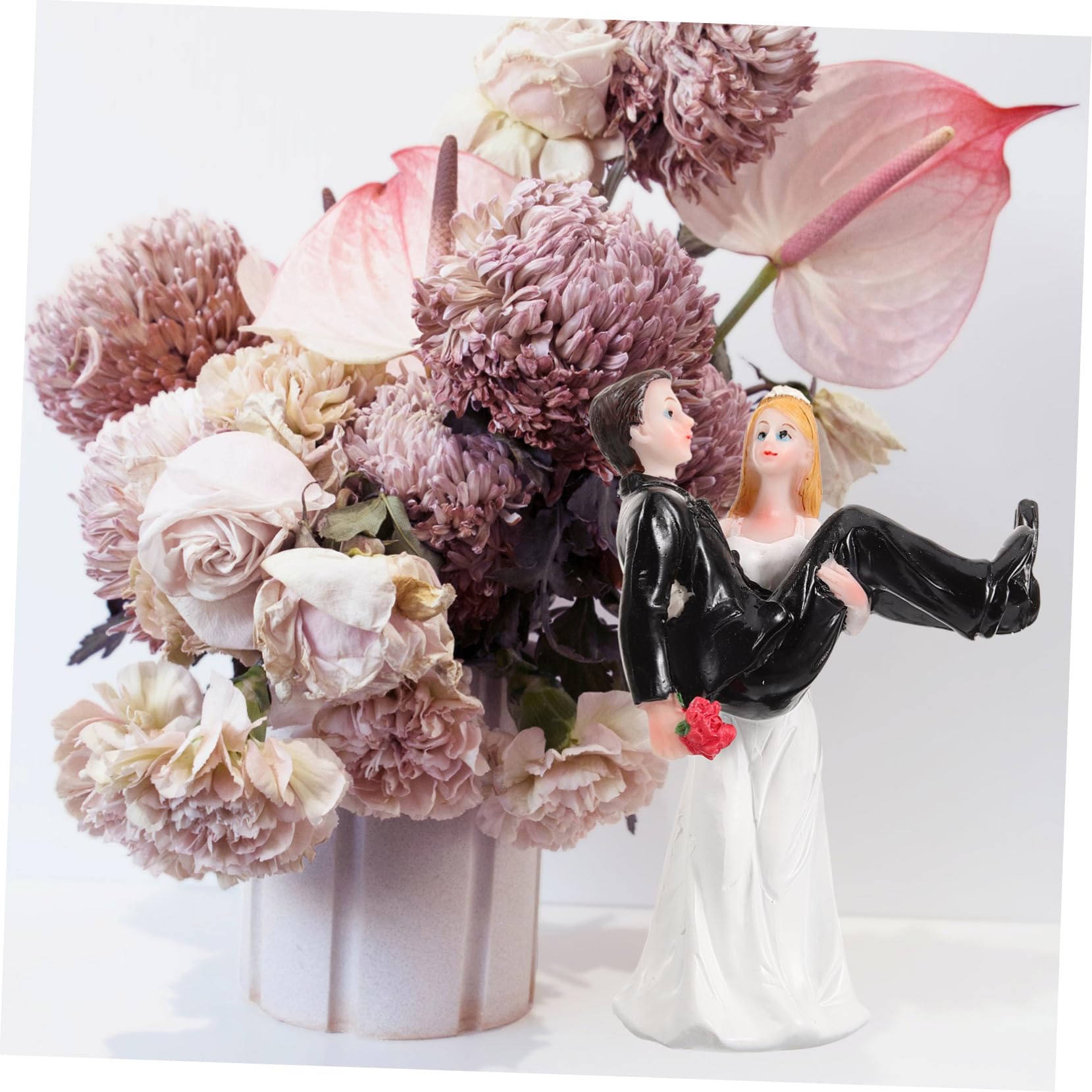 Amosfun 2 Stück Kunstharz Kunsthandwerk Ornamente Hochzeit Braut Und Bräutigam Cupcake Cartoon Puppe Figur Paar Braut Und Bräutigam Dekorationen Paar Skulptur Wohnzimmer