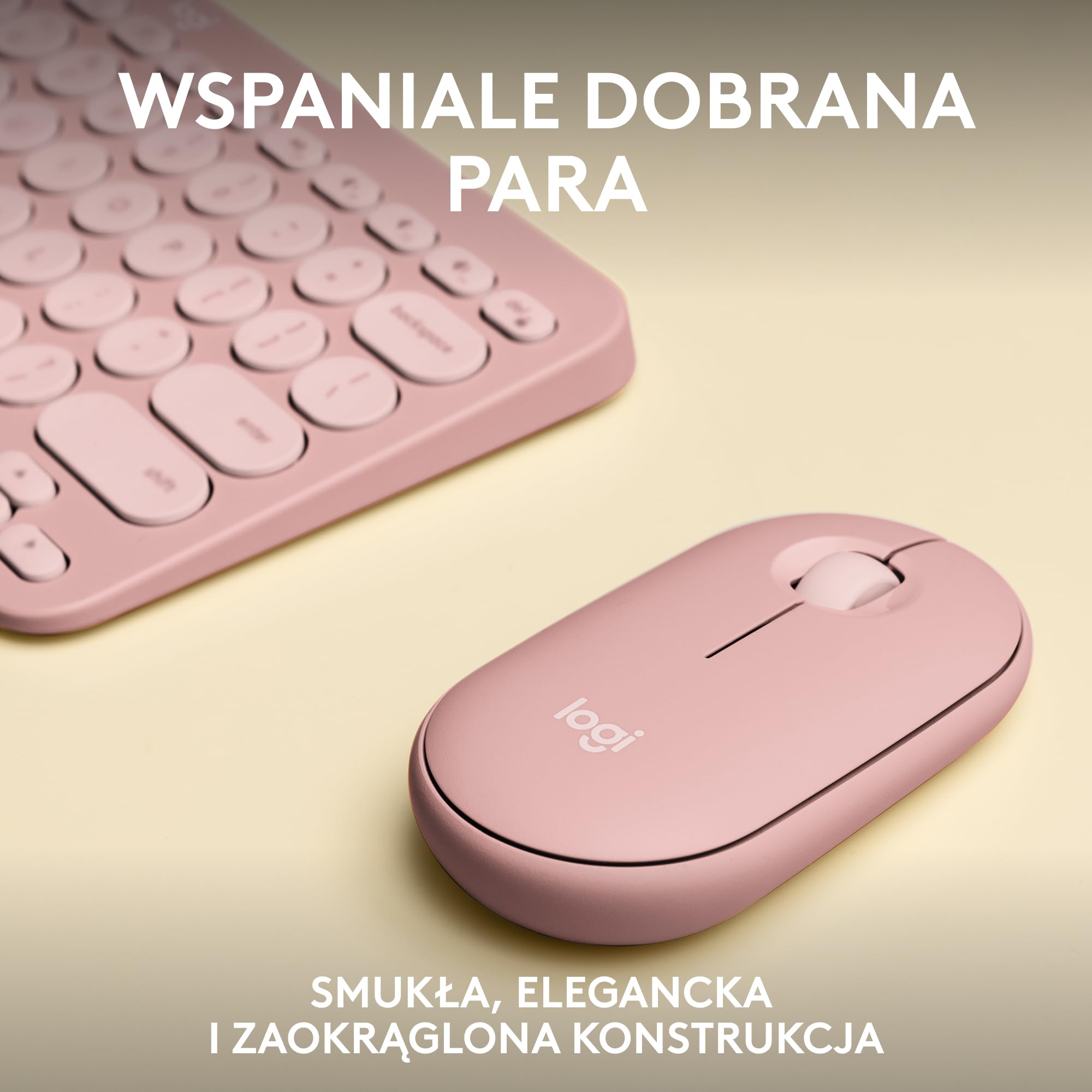 Logitech Pebble 2 Combo, Bezprzewodowa klawiatura i mysz, cicha i przenośna, personalizowana, Logi Bolt, Bluetooth, Easy-Switch dla Windows, macOS, iPadOS, Chrome,QWERTY układ US international, Różowy