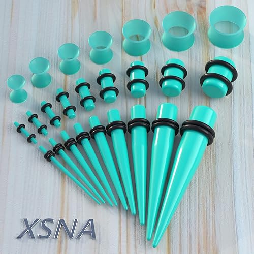 Miniatura 2 de XSNA Kit de estiramiento de calibre de oreja de 50 piezas 14G-00G Kit de estiramiento de orejas Tapers Plugs Tunnels Set Piercing Jewelry