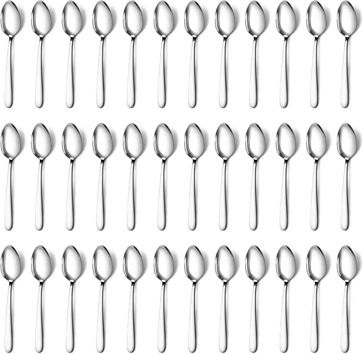 Pleafind 36 Pieces Teaspoons Set (6.2 inch), Spoon Silverware, Stainless Steel Tea Spoons, Mirror Polished Small Teaspoon, Dessert Spoons for Home, Kitchen, Restaurant, Dishwasher Safe