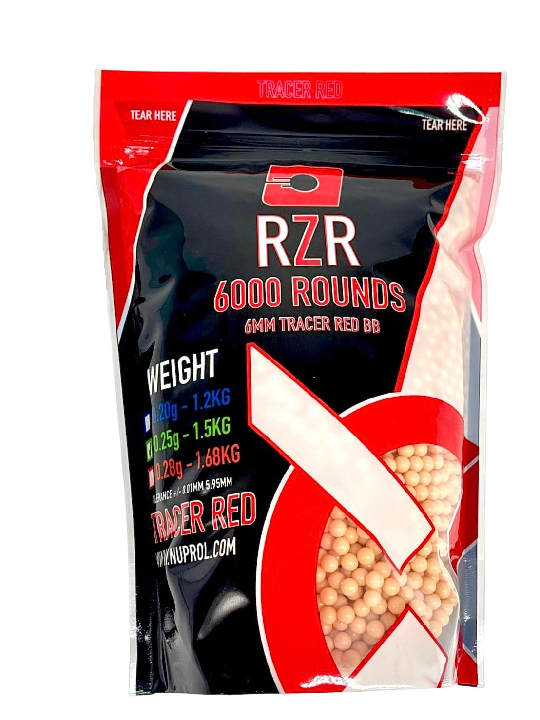 NUPROL RZR - Tracer Red Airsoft BBs - 0.25g (6000R)