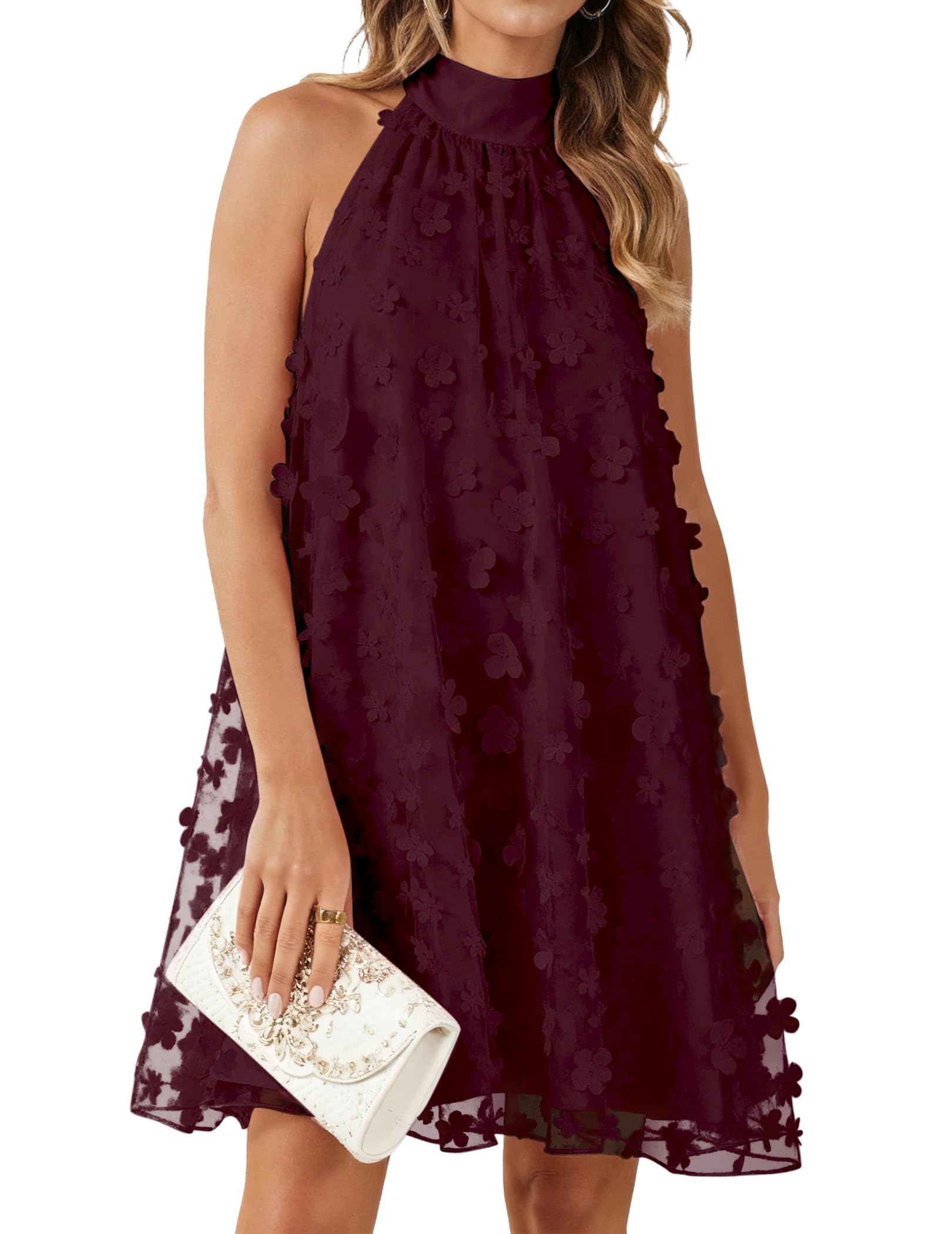 Gleeneat Halter Floral Tulle Dress
