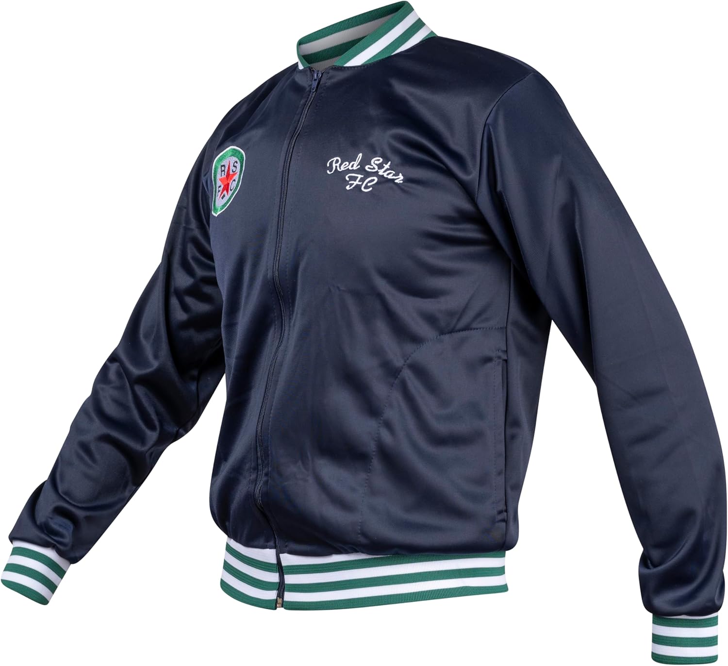 JL Kippha's Red Star Black Football Sport Fan Jacket Jumper Top zipped Retro Vintage