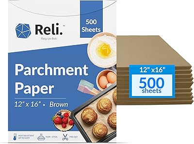 Reli. 500 Pcs Parchment Paper Sheets, Bulk | 12x16 in. | Brown Parchment Sheets/Baking Paper | Non-Stick, Pre-Cut Pan Line...