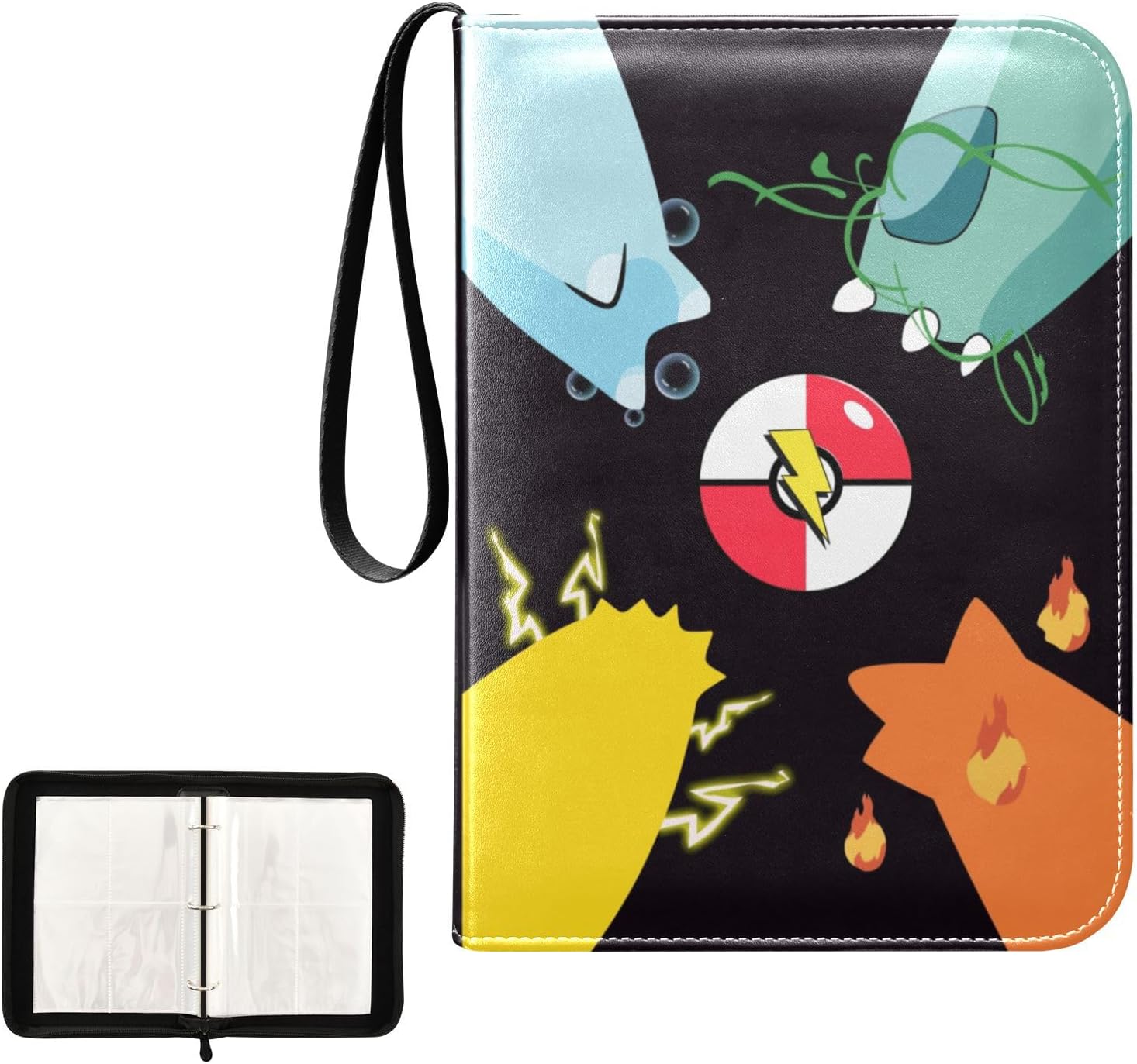 Card Binder, 4 Pocket Trading Card Holder with 50 Removable Sleeves, Zipper Card Binder Fits 400 Cards, Collection Card Storage Case Album Book Gifts
