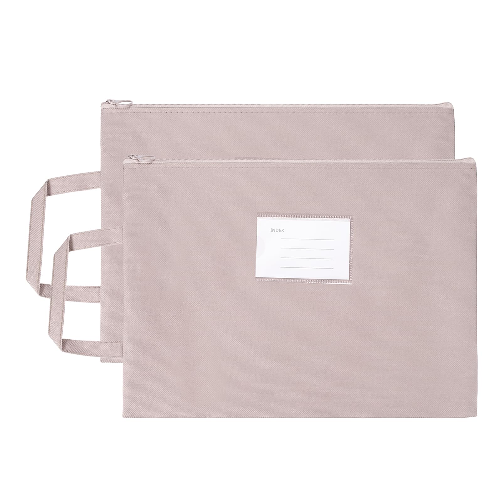 PATIKIL 2 Pcs Mesh Zipper Pouch with Handle, A4 Oxford Fabric Zipper File Pouch Single-Layer Document Bag Storage for Office Travel Puzzles Books Shopping, Pink (33.5cm x 24.5cm)