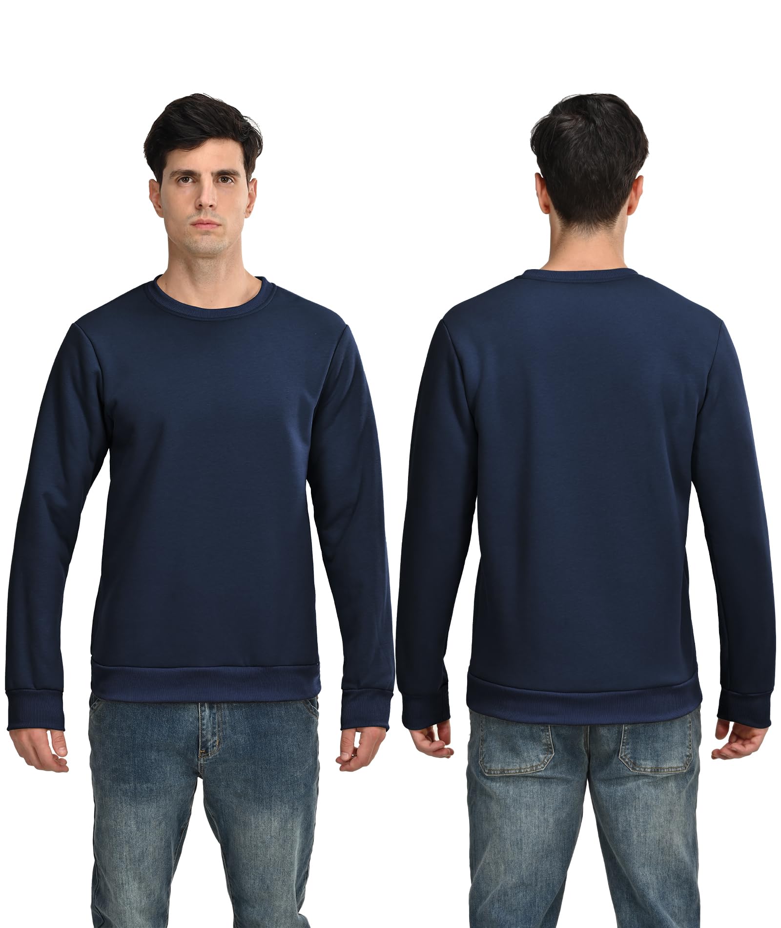 HFDWYJ Felpa Uomo Senza Cappuccio Inverno Girocollo Termico Foderato in Pile