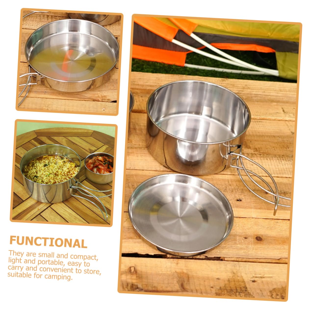 Milisten Set de Casseroles Acier Inoxydable pour Camping Ustensiles de Cuisine Pratiques et pour Randonnée BBQ et Activités de Plein Air