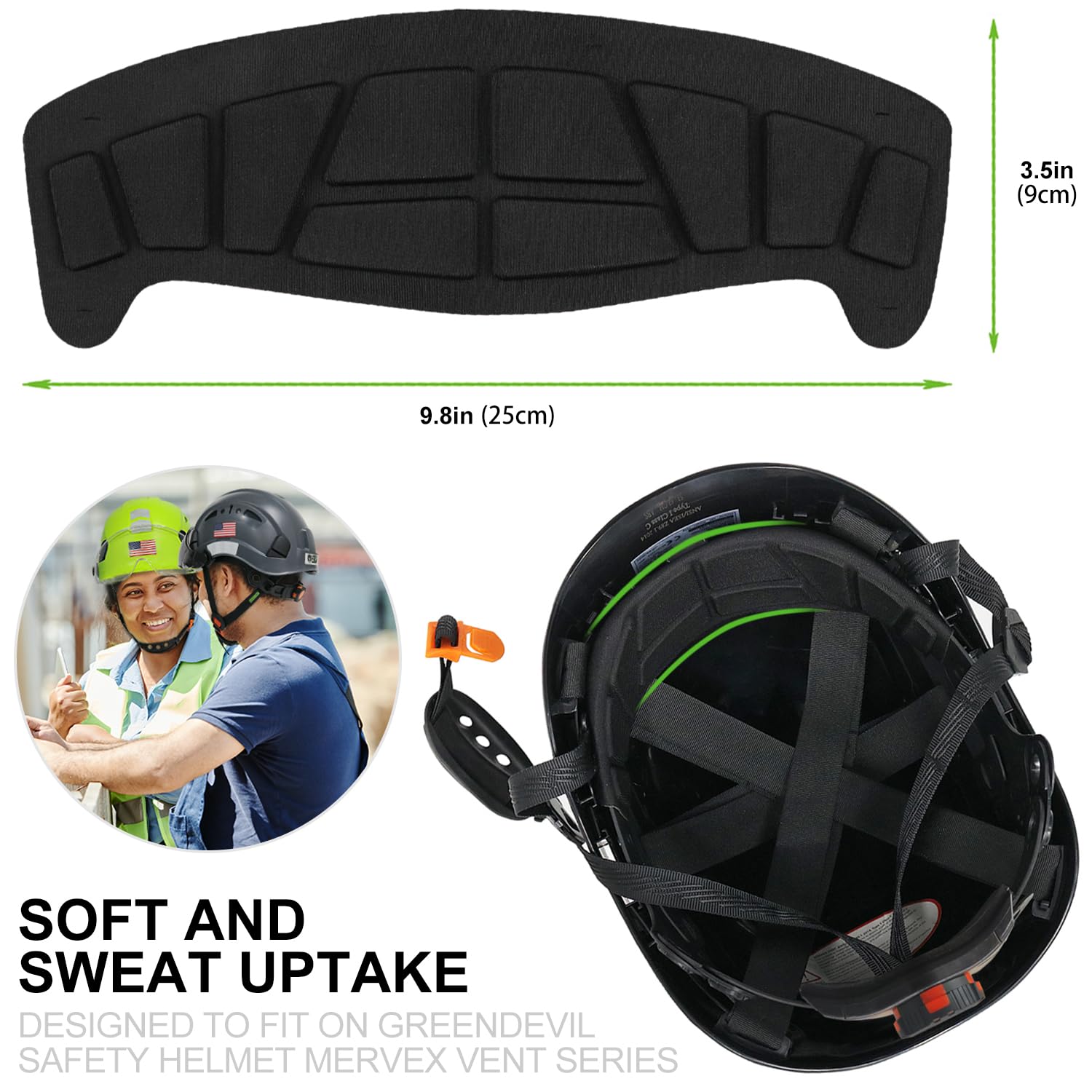 Green Devil Safety Helmet Hard Hat Adjustable Lightweight Vented ABS Work Helmet 6-Point Suspension ANSI Z89.1 Approved Ideal for Industrial & Construction