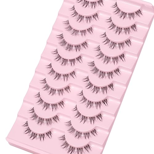 Miniatura 7 de Paquete de 10 pares de pestañas postizas de visón finas, esponjosas, aspecto natural, banda de pestañas transparentes