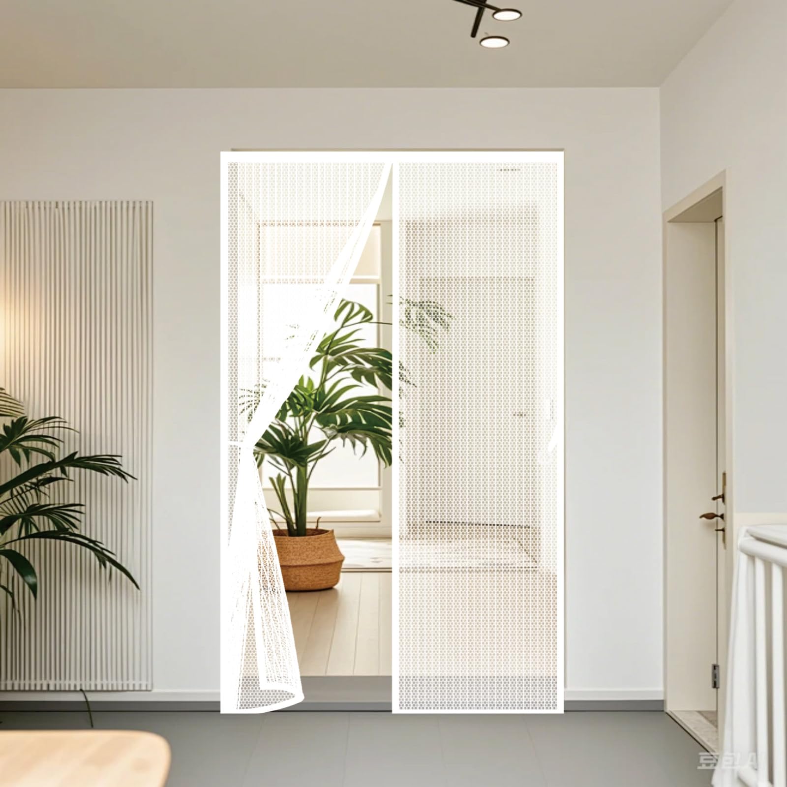 Rideau moustiquaire aimanté blanc 137x296 cm pour portes de patio