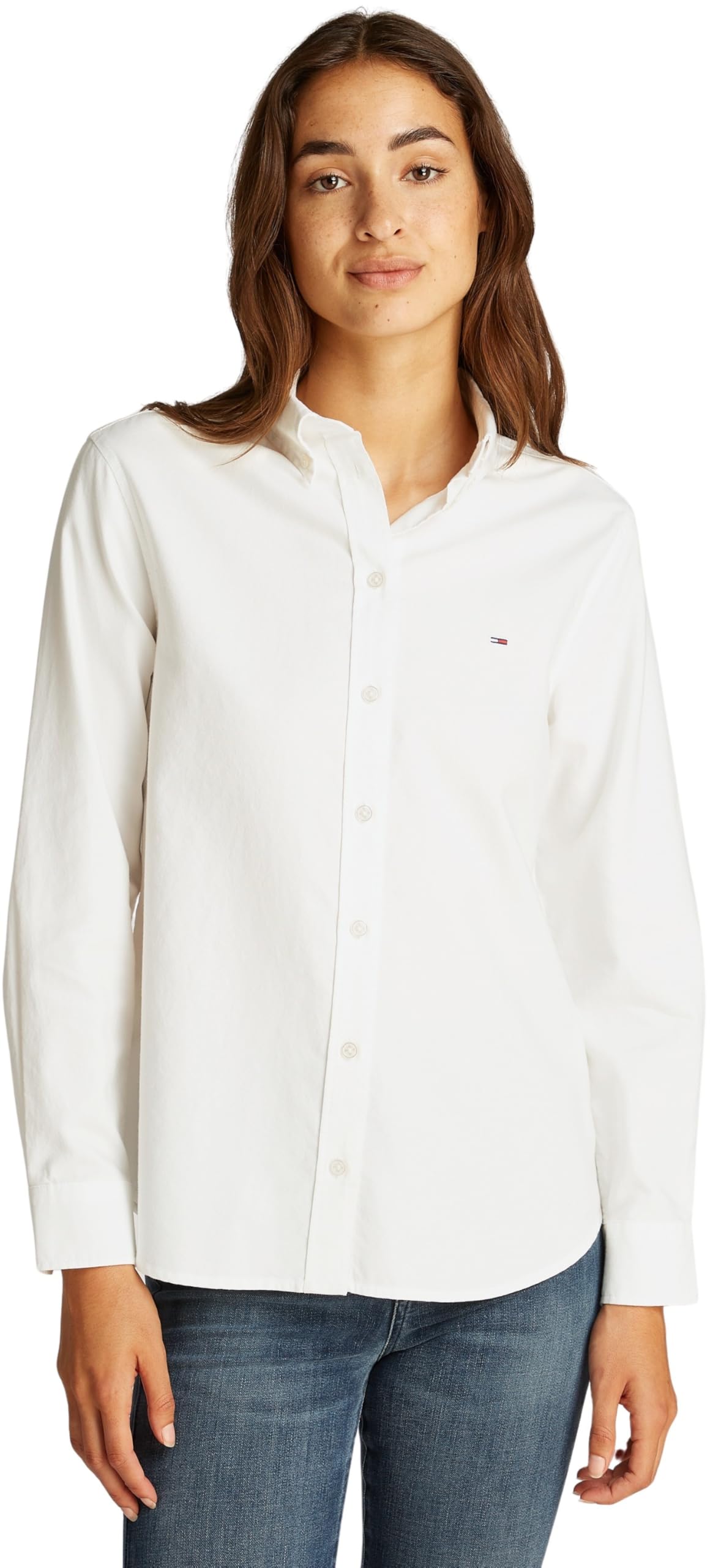 Tommy Jeans Women's White (Ecru) ’S Regular Fit Oxford Shirt, M