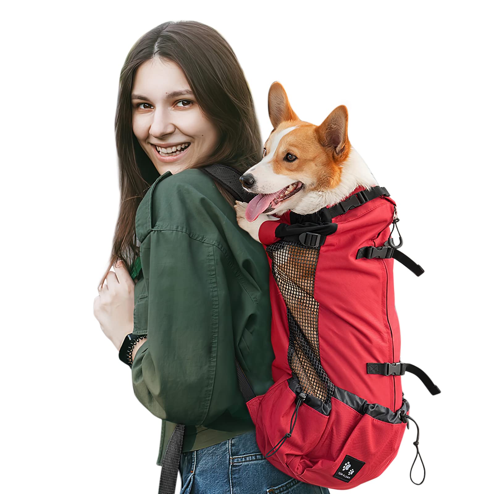 Galatée Dog Carrier Backpack, Portable Adjustable Dog Backpack, Ventilated Pet Carrier Backpack, Pet Backpack For Walking Outdoor Hiking Mountain Climbing Travel(L, Red)