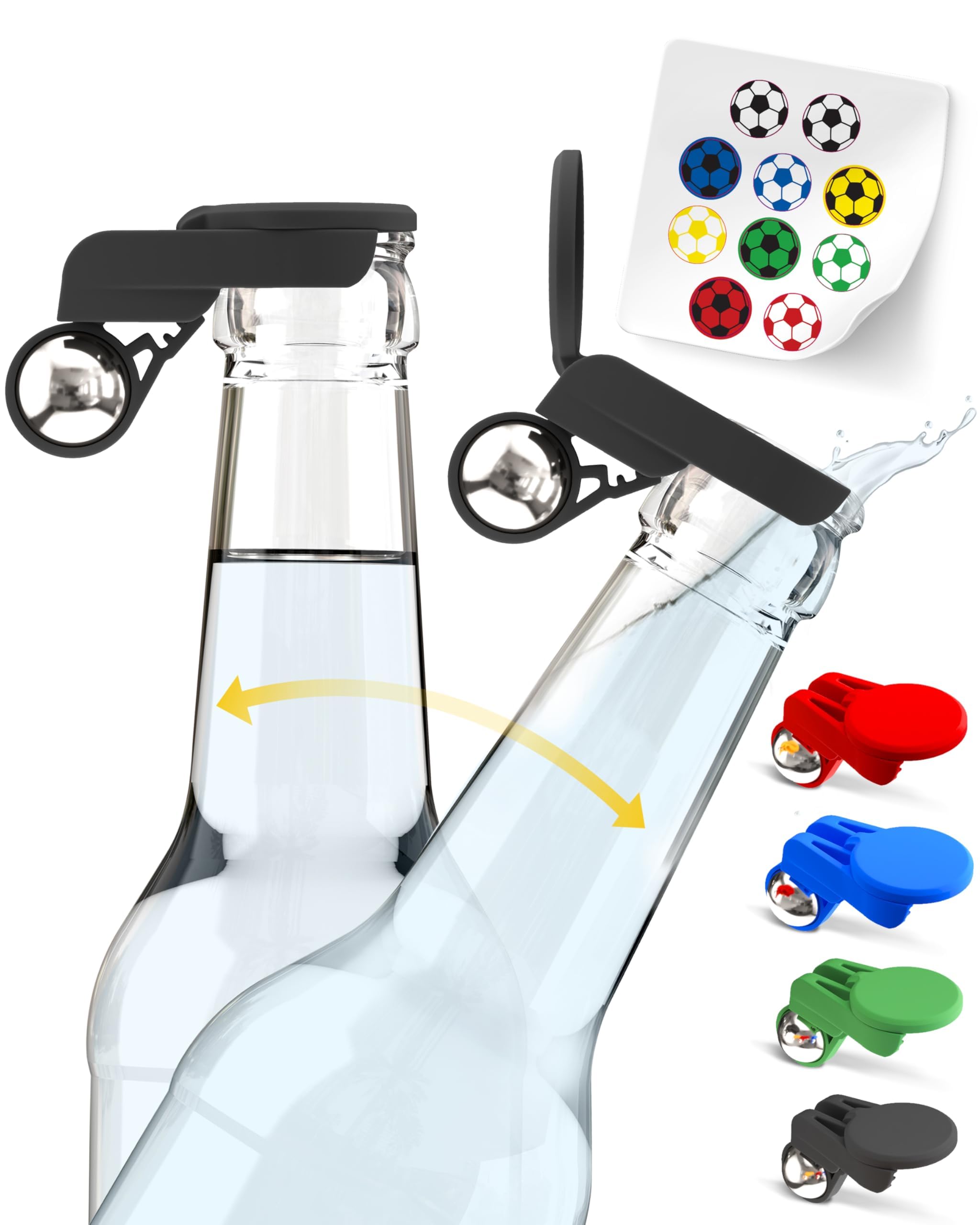 5X automatischer Flaschenverschluss mit 12x Smiley Sticker Aufkleber Wespenschutz Abdeckung für Glasflaschen PET Flaschen Bier Cola Wasser (5X bunt + Smileys)