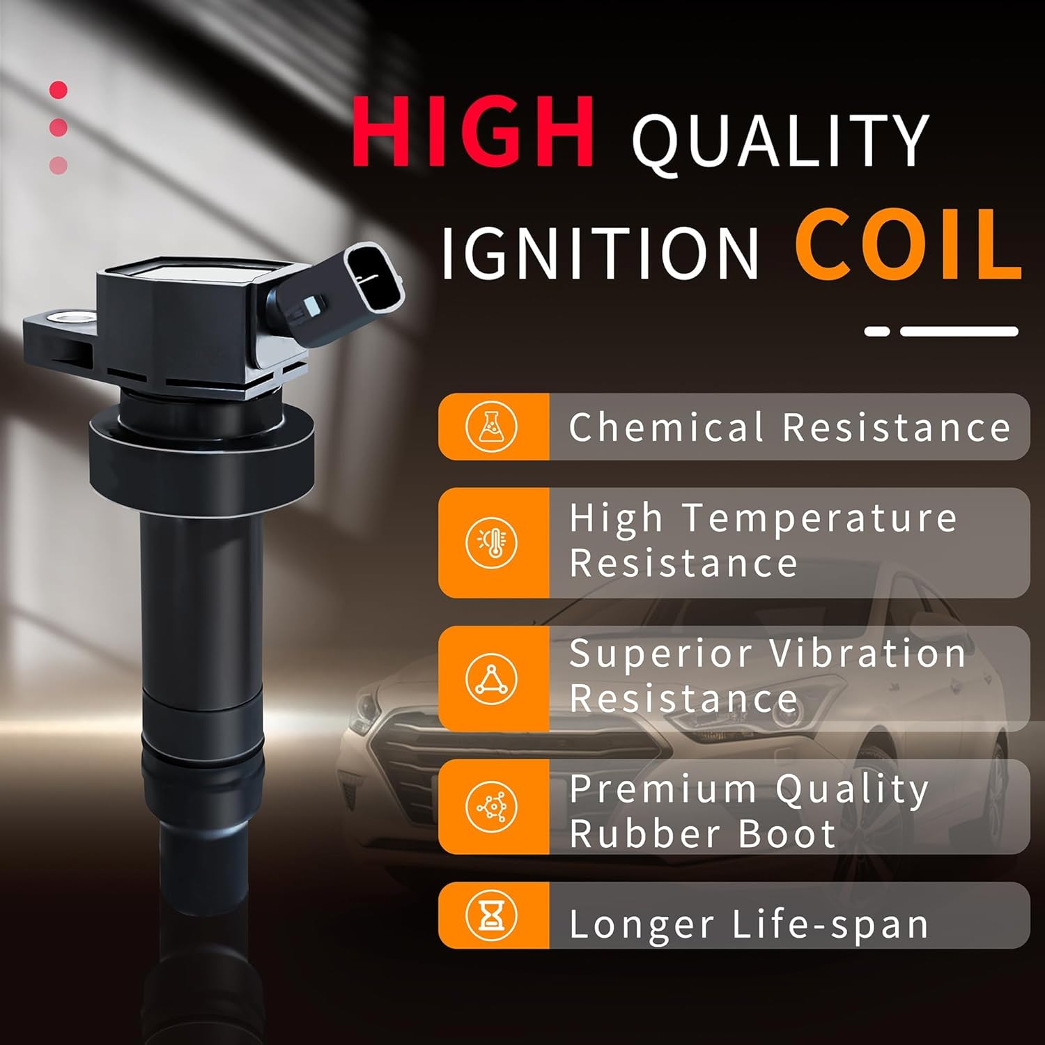 Ignition Coil UF652 for Hyundai: Veloster Kia Rio Accent Soul 2012-2019 1.6L L4 coil pack Enhance Engine Performance for Long Trips (ignition coil)