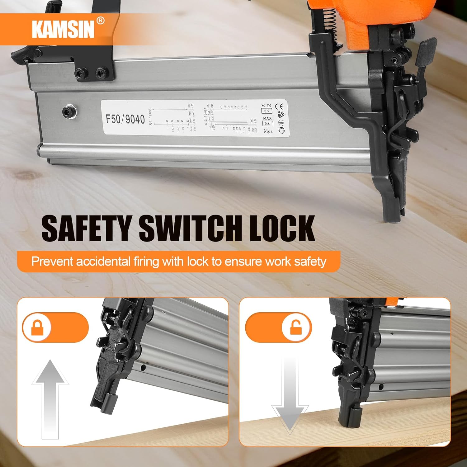 F50/9040 Pneumatic 2 in 1 Brad Nailer and Stapler Accepts 18 Gauge 2-Inch Brad Nails and 1/4-Inch Crown Staples, Air Finish Nail Gun and Staple Gun with Carring Case