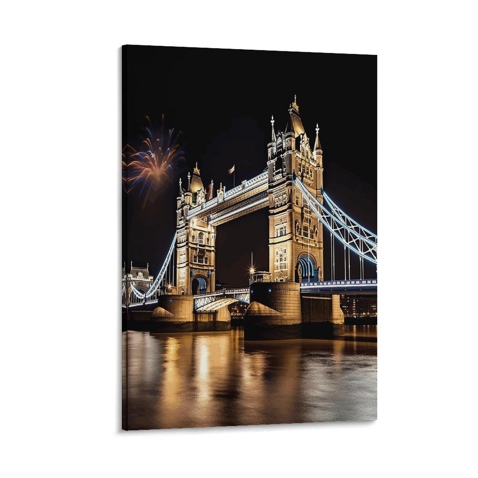 Night London Tower Bridge Canvas Wall Art on Canvas Prints Artwork Exquisite Decor Artwork Hang Wall Picture Hangable Decor Painting Picture Printed Poster Art for Home Decor 16x24inch(40x60cm)