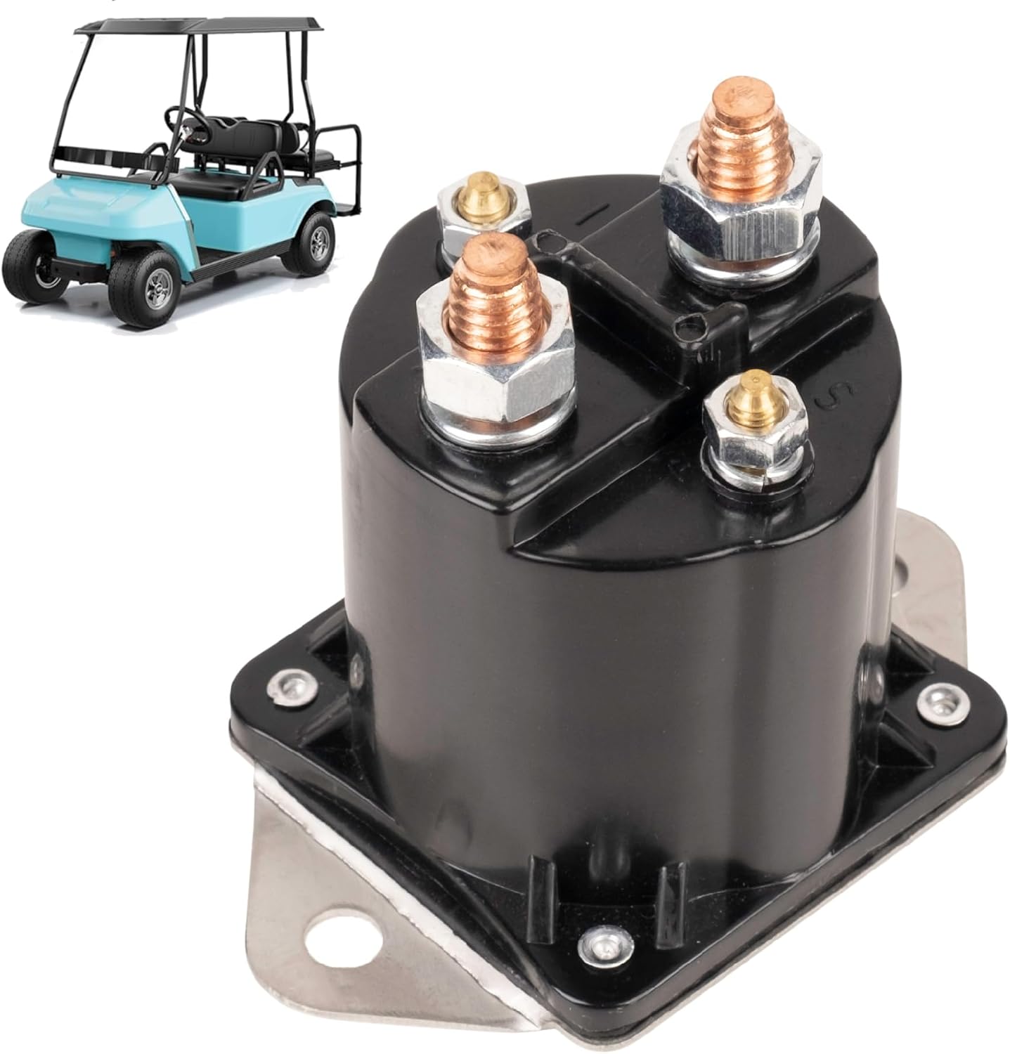 BlueStars 1013609 12V Club Car Starter Solenoid Switch, 4 Terminal Heavy Duty, Fits DS & Precedent Gas 1984-Up, OEM Replacement LPL6003 240-20013 435-154 1012275 1117