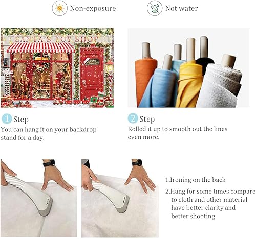 Miniatura 6 de BAIFNEZ Fondo de exhibición de tienda de juguetes de Papá Noel de 7 x 5 pies para tienda de Navidad, juguetes de cascanueces, regalos de fondo de