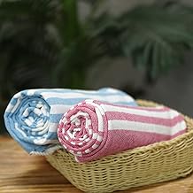 Skyla Turkish Style Premium Cotton Bath Towel Ultra Soft, Absorbent, Light Weight, & Quick Dry Towel for Bath, Travel, Gym, Beach, Pool, and Yoga Size 90 * 160 cm (Blue Pink)