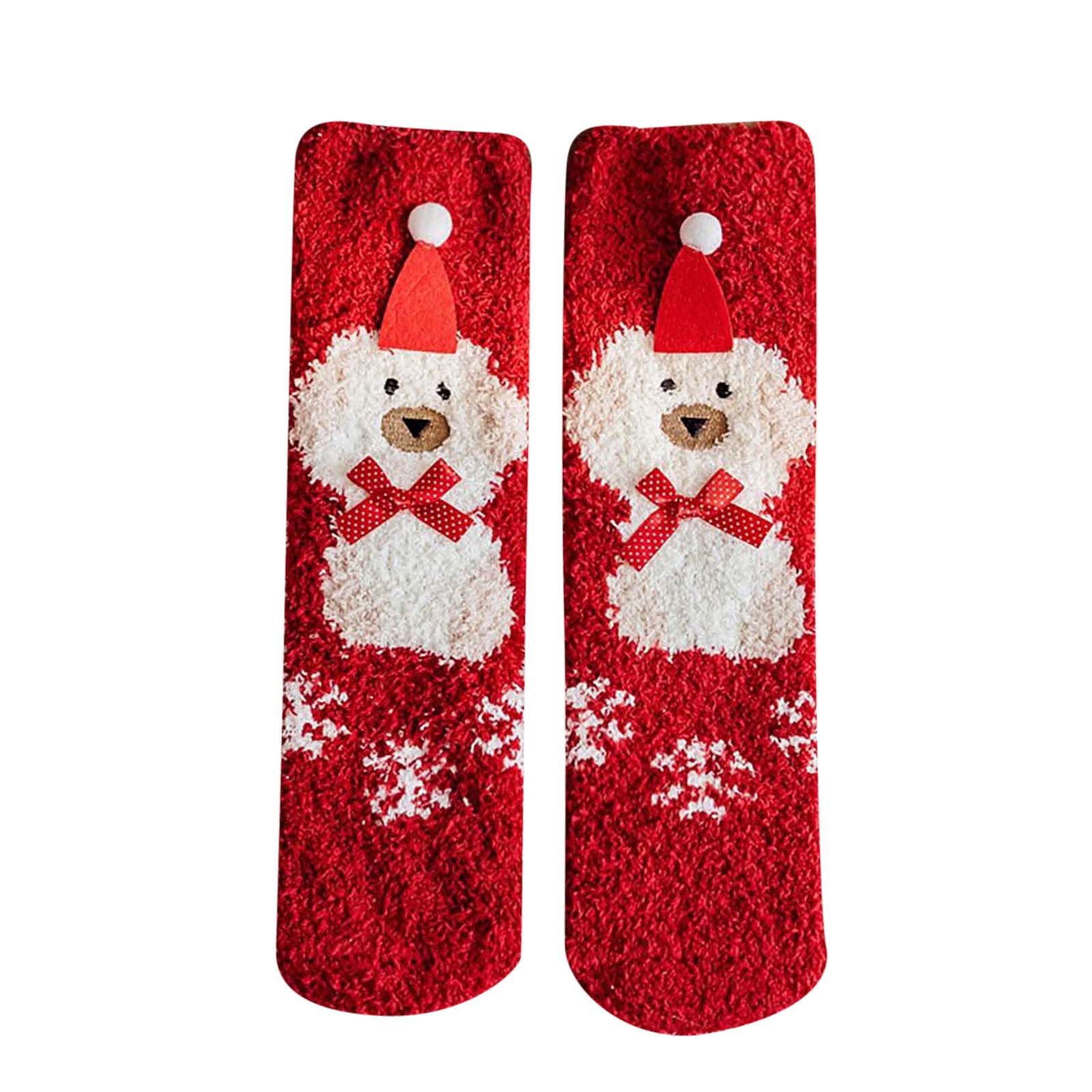 Bebexi Women's A Cat Socks Warm Coral Velvet Thick Christmas Socks Sleep Cartoon Floor Fuzzy Christmas Socks Men's Socks 42, One Size