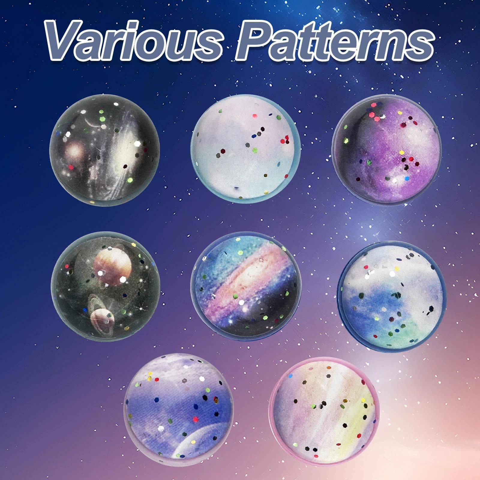 Brysalis 30 Piezas Pelotas Saltarinas para Niños, 30 mm Pelota Saltarina Espacio, Goma Bolas Rebotadoras, Pelotas de Goma de Juguete, Pelotas de Rebote de Regalos para Cumpleaños Infantiles - 5