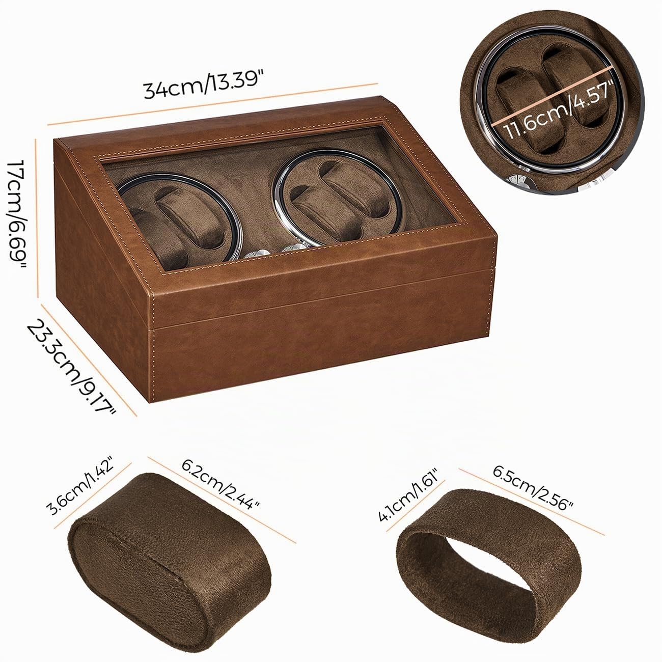 ANWBROAD Enrollador para Relojes Automáticos Caja Giratoria Automática con 4+6 Compartimentos para Relojes y Joyas Silencioso Watch Winder con LED & Motor Mabuchi & 4 Modos JWW002Z