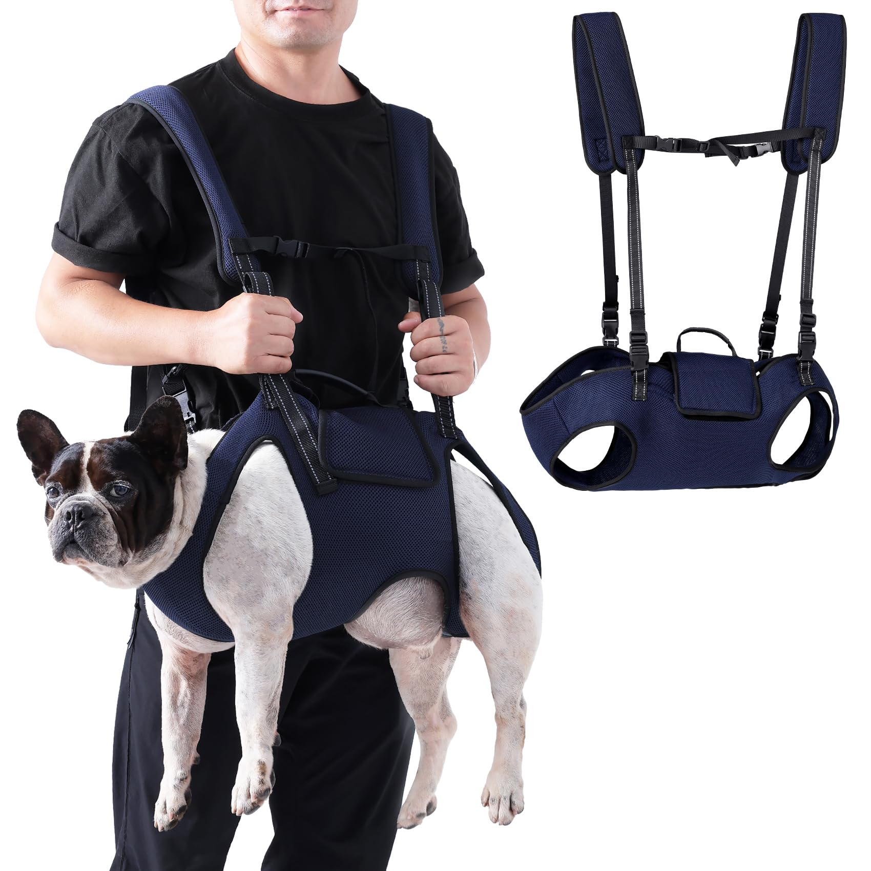 Zaino per cani con gambe esterne e maniglia per il trasporto, borsa da viaggio multifunzionale per cani di taglia media e grande, ideale per campeggio, ciclismo e viaggi all'aperto (3XL)