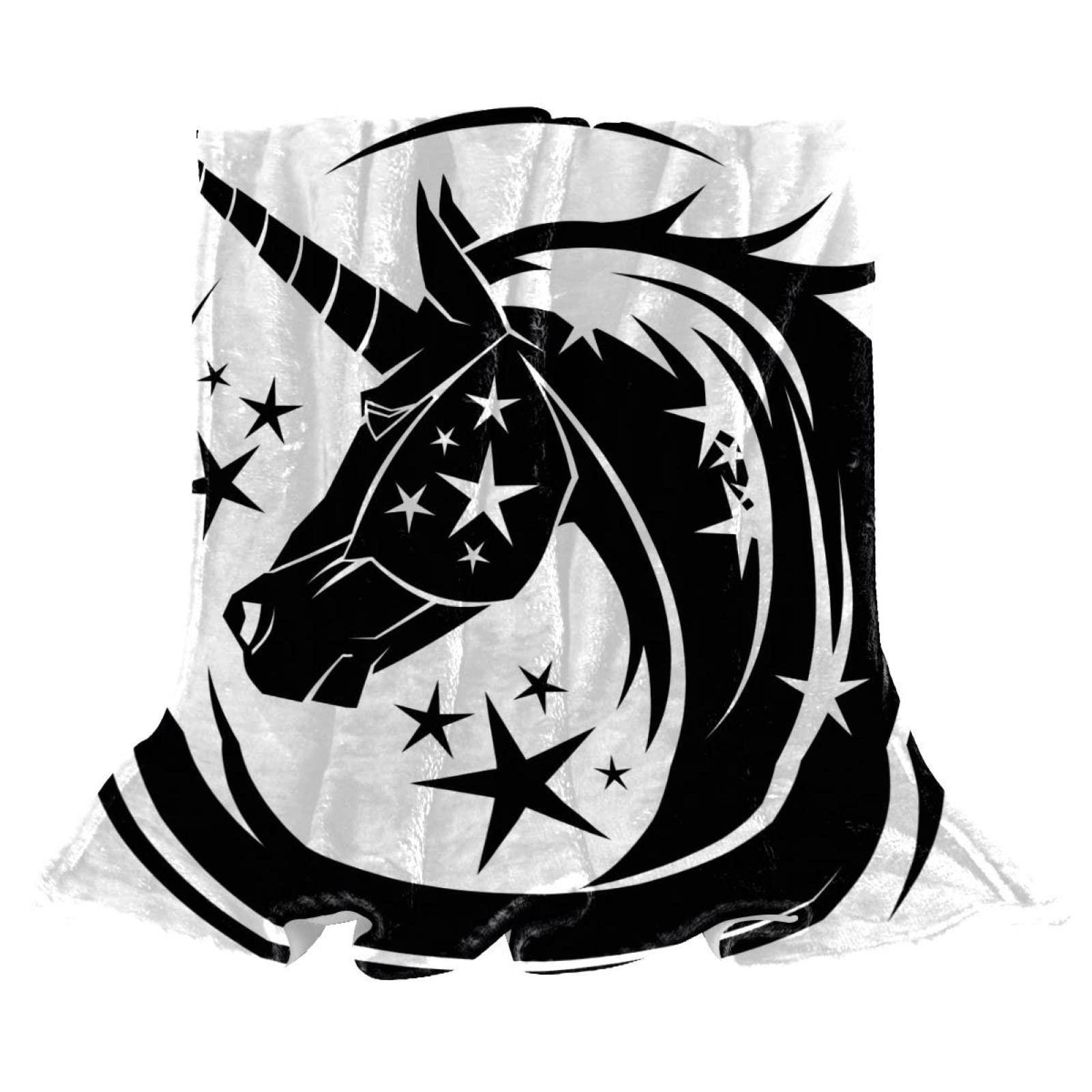 Couverture polaire licorne et étoile en peluche douce pour le canapé