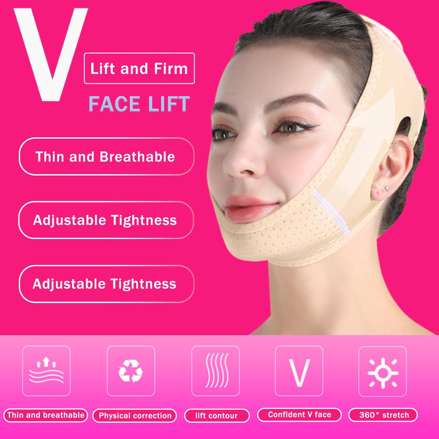 Double Chin Eliminator Chin Strap for Double Chin for Women Breathable and Comfortable V Line Lifting Mask for Women Double Chin Face Lift Prevent Sagging Get Rid of Double Chin (Yellow)