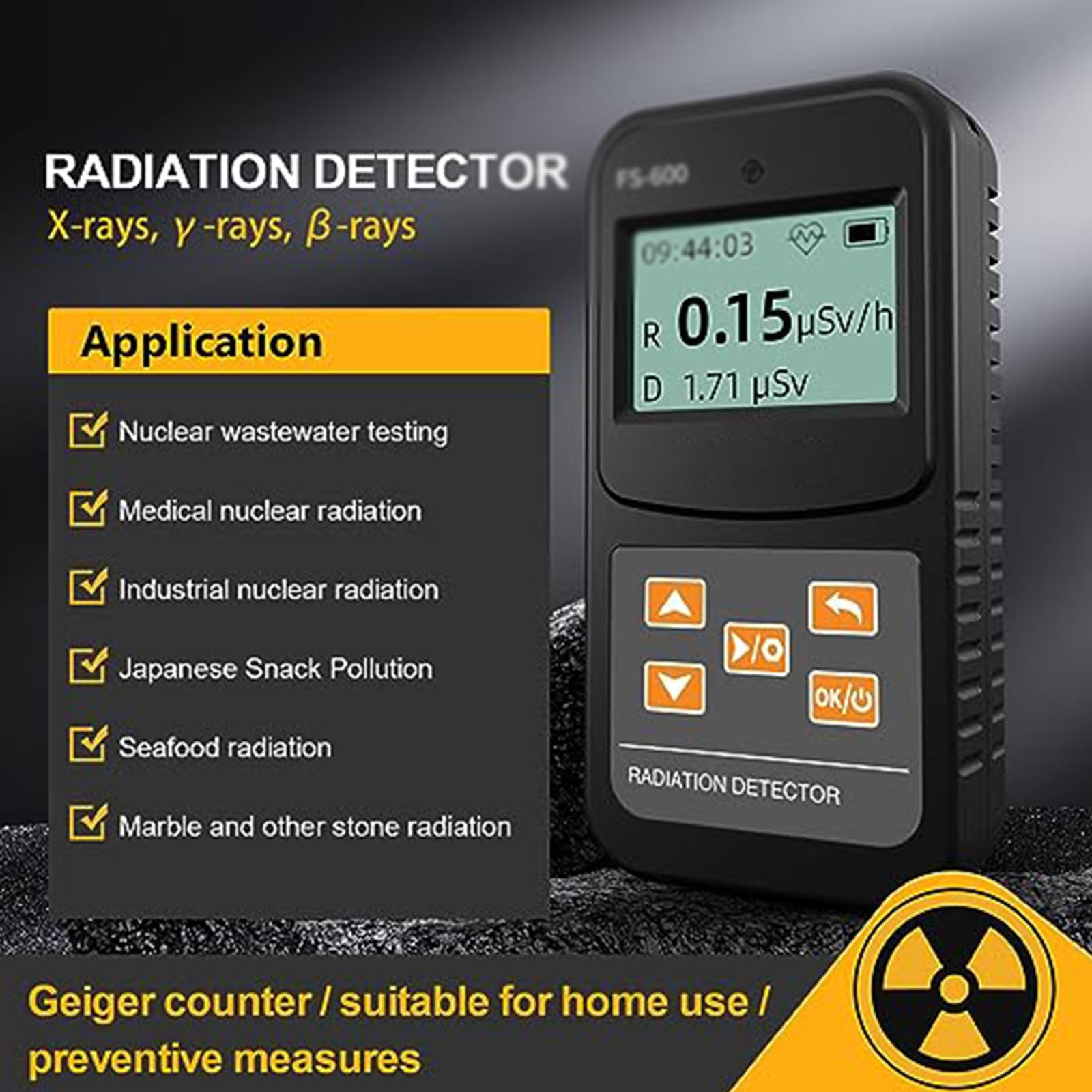 JITEM Geiger Zähler, professionell, hochgenau, radioaktiver Detektor, Messgerät, Beta-Gamma-Röntgenstrahlung, Datentester, Marmor-Dosimeter, Nuklearstrahlungsdetektor, Dosierungsalarm mit LCD-Display,