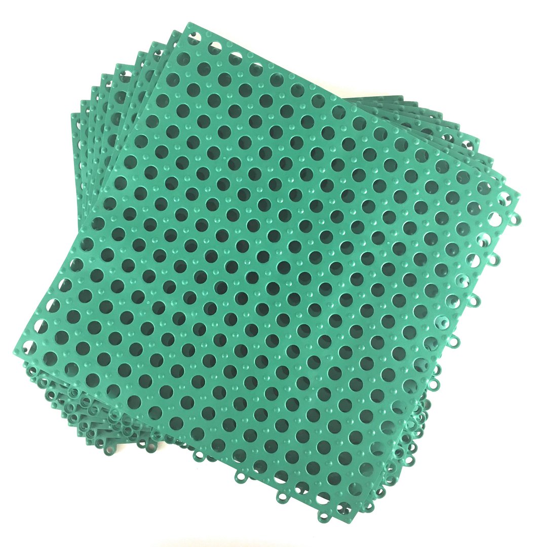 Buy Set of 9 Interlocking Green Rubber Floor Tiles 11.75 inches Each