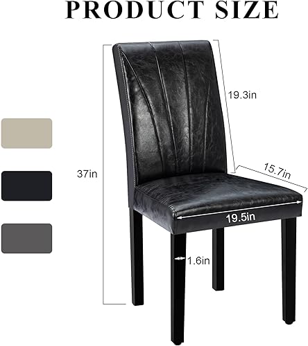 Miniatura 3 de VECELO Parsons - Juego de 6 sillas de comedor tapizadas, de piel sintética moderna, patas de madera maciza y respaldo alto, para cocinasala de