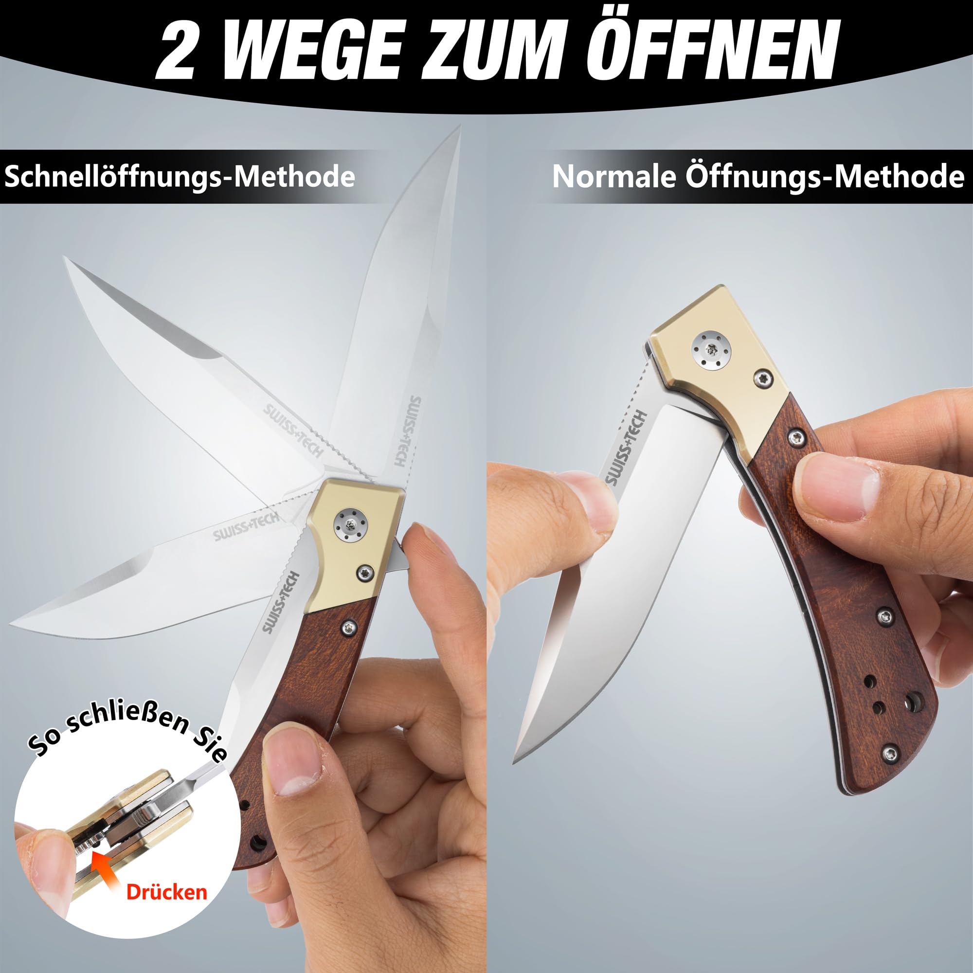 TS Tactical Store Mini-SAMURAI Klappmesser – 5 Cm Klinge Aus 7C13MoV Stahl, Schwarz, Für Outdoor & Camping